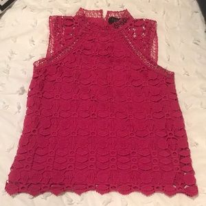 Pink structured lace shell top